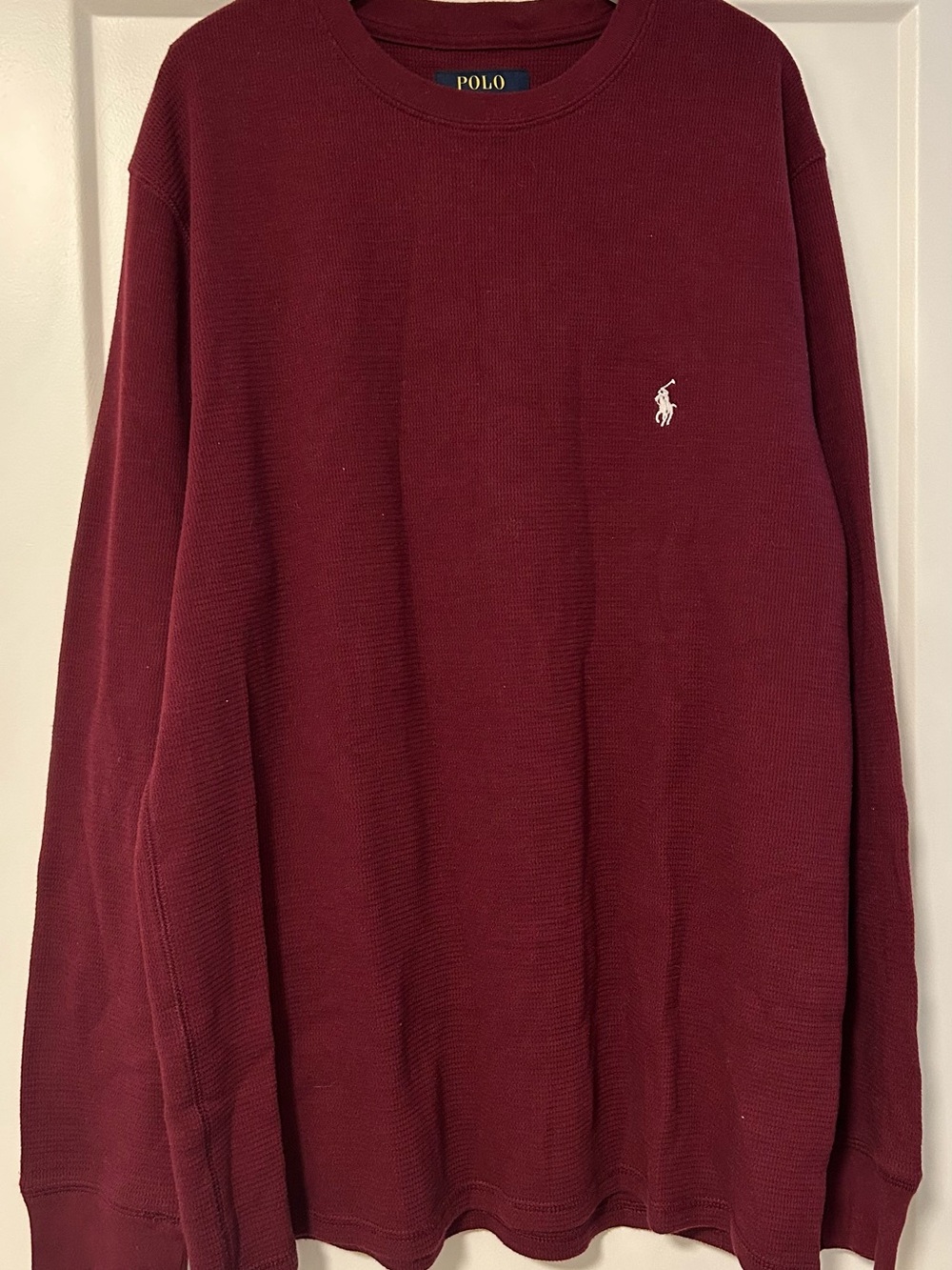 Polo by Ralph Lauren Men's Burgundy Waffle Knit Crewneck Pajama Sweater